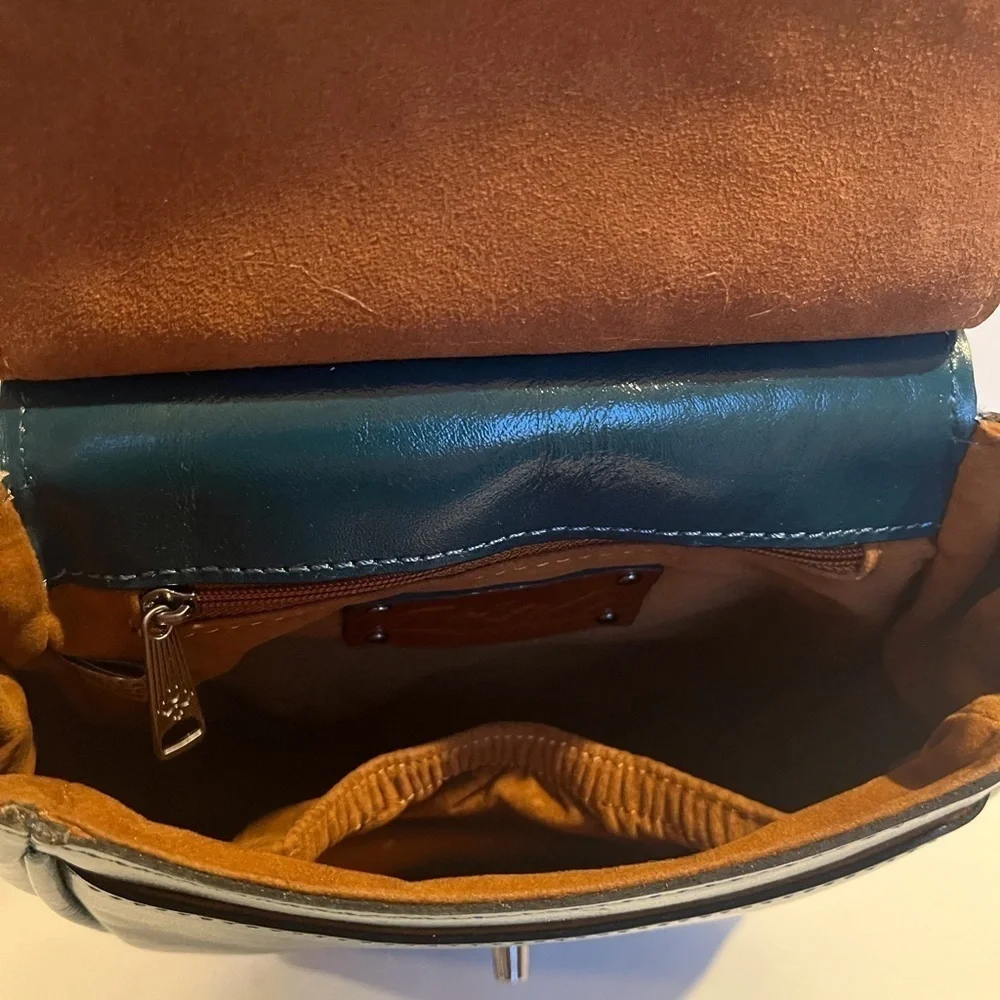 NWT Patricia Nash Leather Rocca Saddle Blue Coral Crossbody Bag - Picture 8 of 13